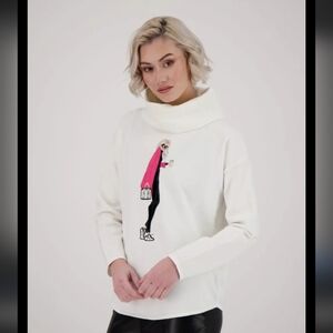 Gabby Isabella - Woman In Pink Graphic - Turtleneck Sweatshirt Tunic - Size XL